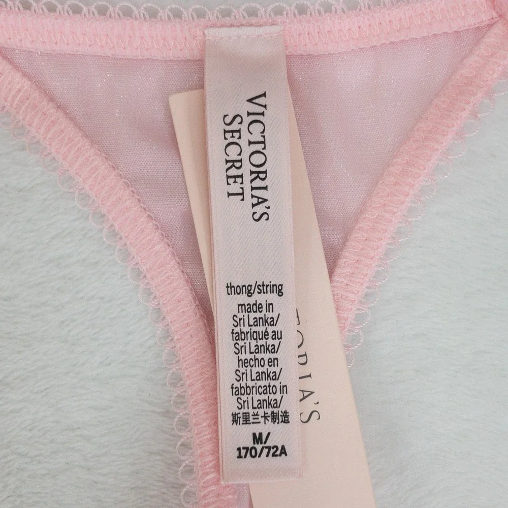 Victorias Secret Dream Angels Crystal Shimmer Thong Panties Womens Medium Pink